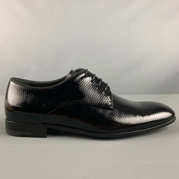 GIORGIO ARMANI Black Solid Leather Lace Up Lace Up Shoes - Picture 2 of 11